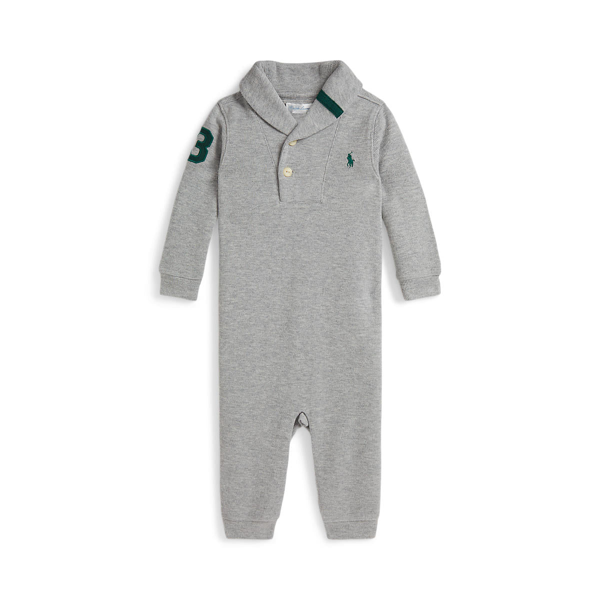 Ralph Lauren Baby Boys Estate-Rib Cotton Shawl Coverall