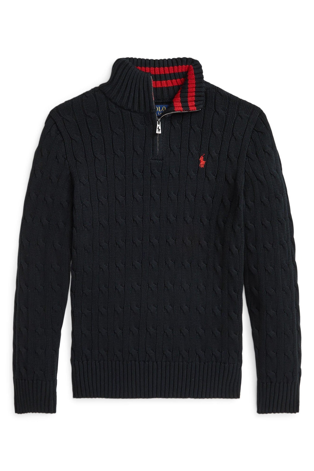 Ralph Lauren Boys Cable-Knit Cotton Quarter-Zip Sweater
