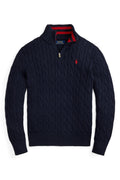 Ralph Lauren Boys Cable-Knit Cotton Quarter-Zip Sweater