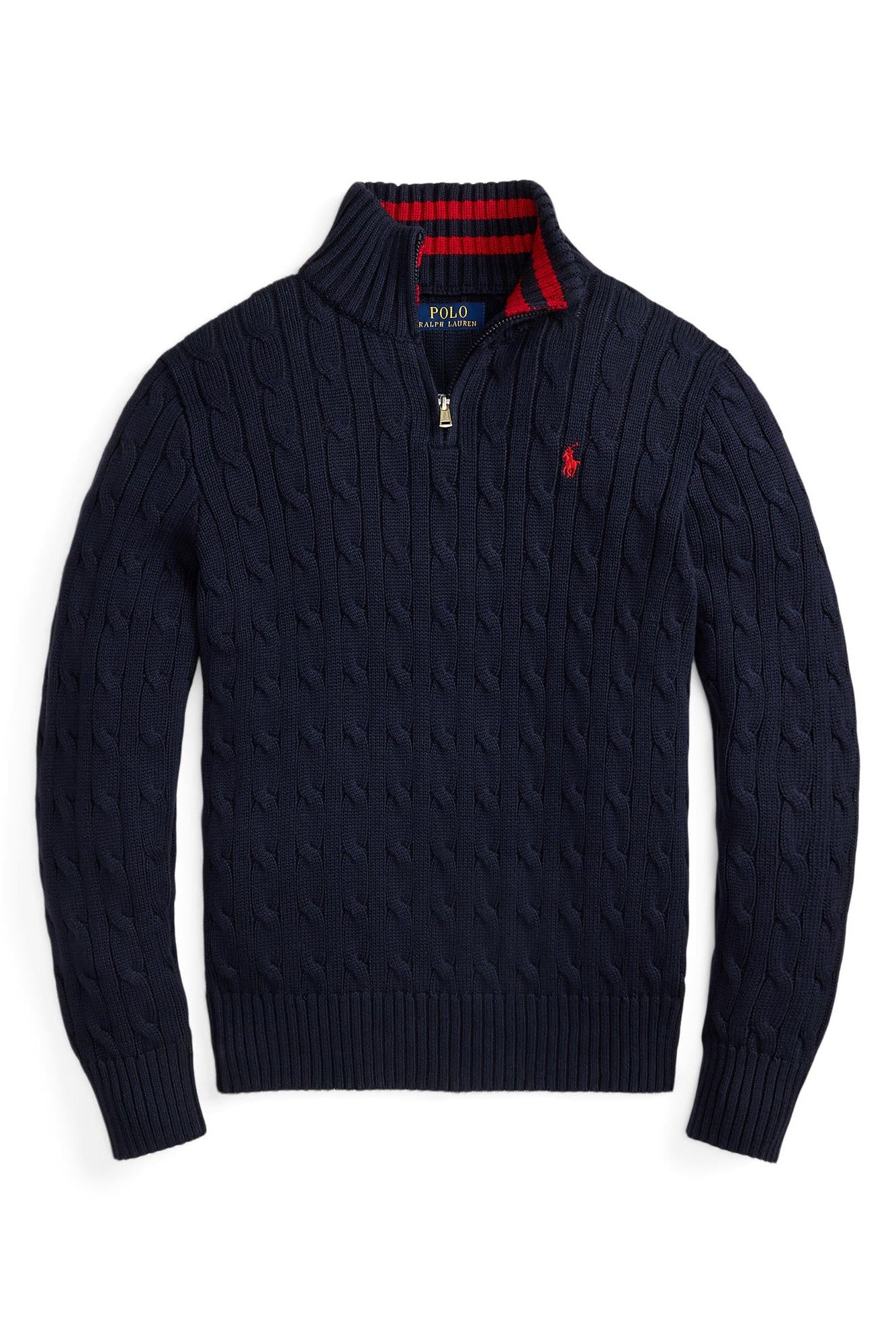 Ralph Lauren Boys Cable-Knit Cotton Quarter-Zip Sweater
