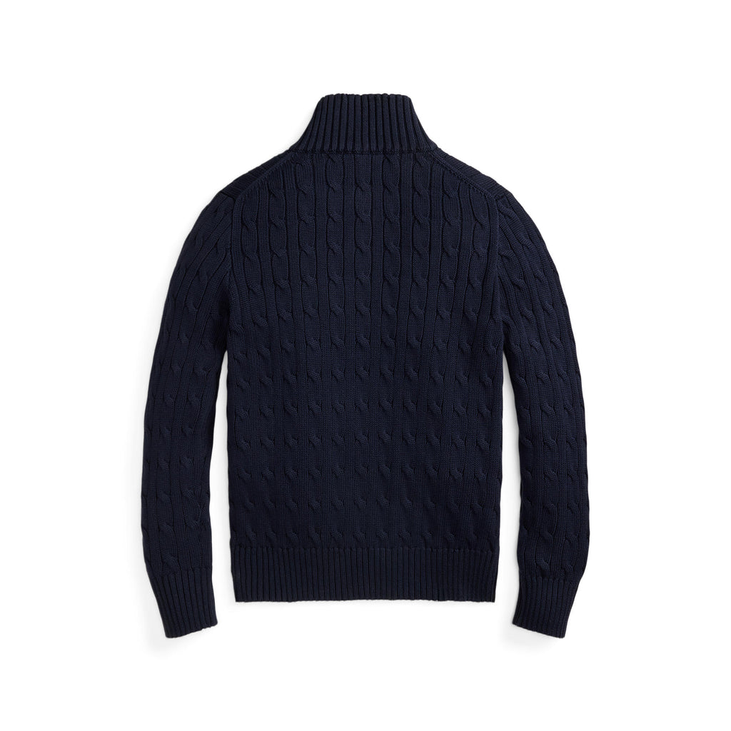 Ralph Lauren Boys Cable-Knit Cotton Quarter-Zip Sweater