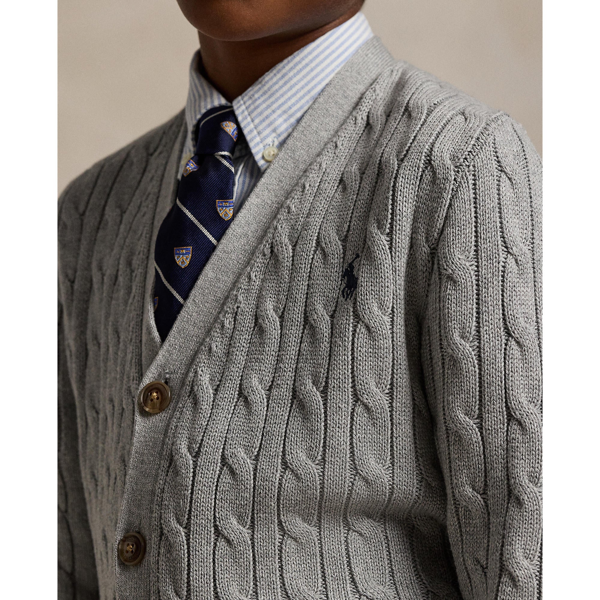 Polo Ralph Lauren Boys Cable Knit V-Neck Cardigan Sweater