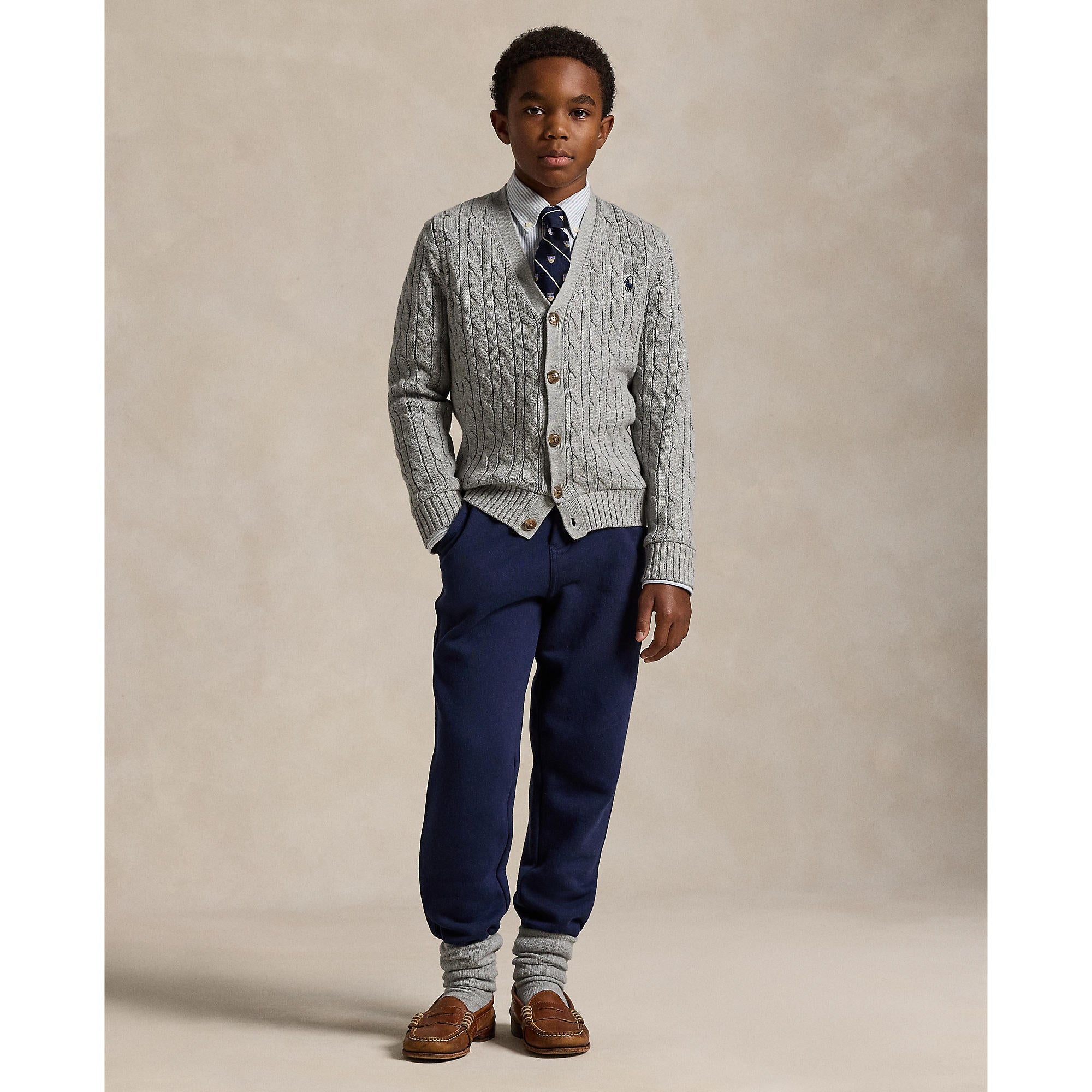 Polo Ralph Lauren Boys Cable Knit V-Neck Cardigan Sweater