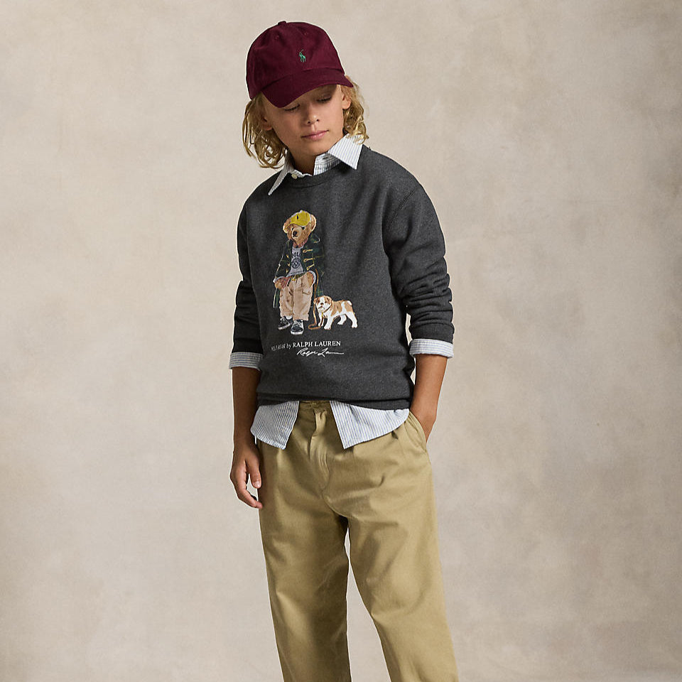 Ralph Lauren Boys Polo Bear Heathered Fleece Sweatshirt