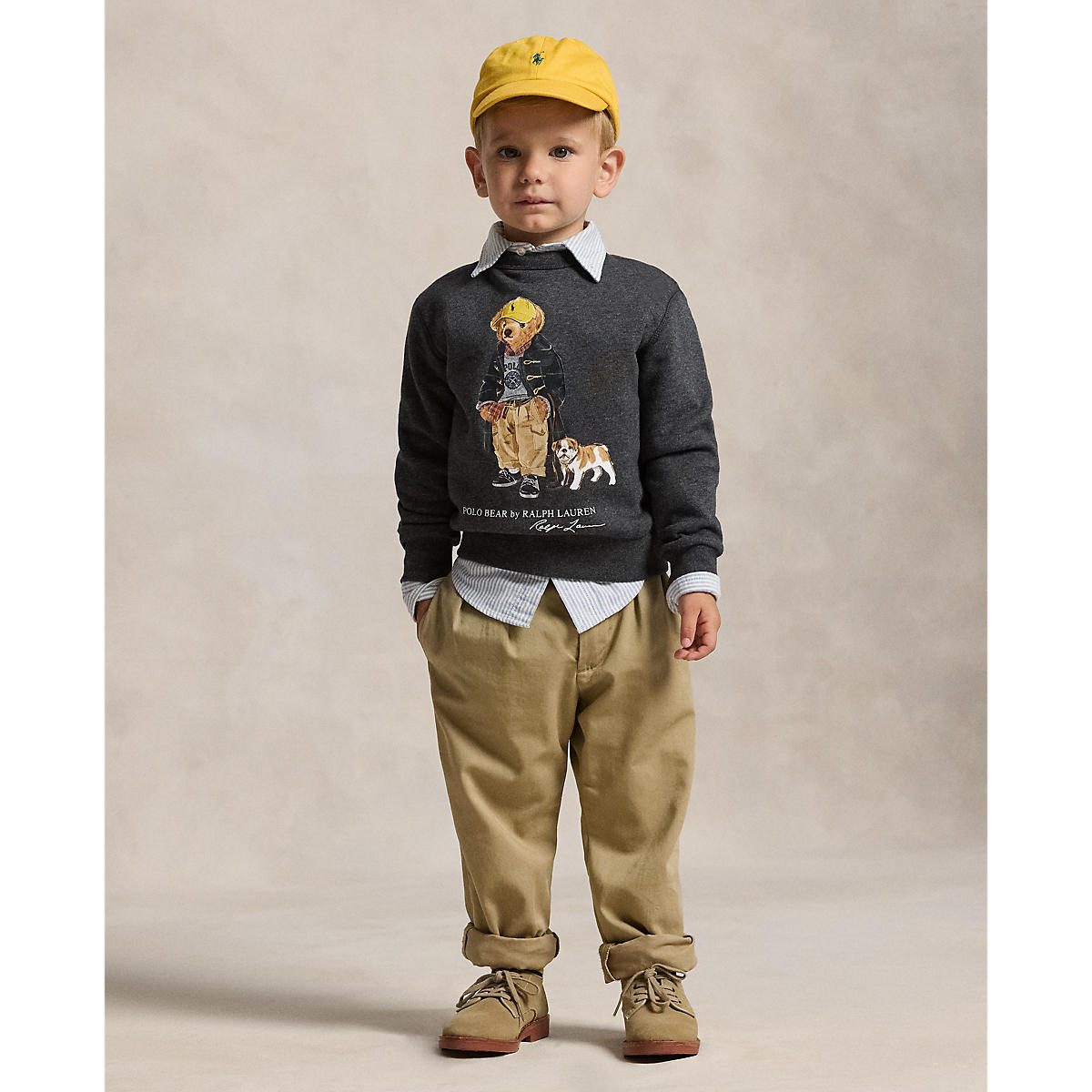 Ralph Lauren Boys Polo Bear Heathered Fleece Sweatshirt