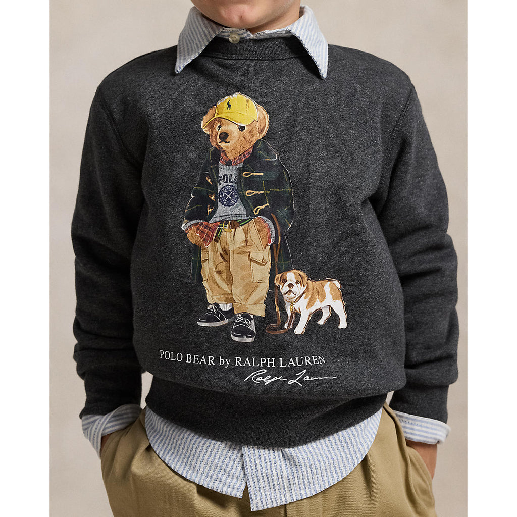 Ralph Lauren Boys Polo Bear Heathered Fleece Sweatshirt