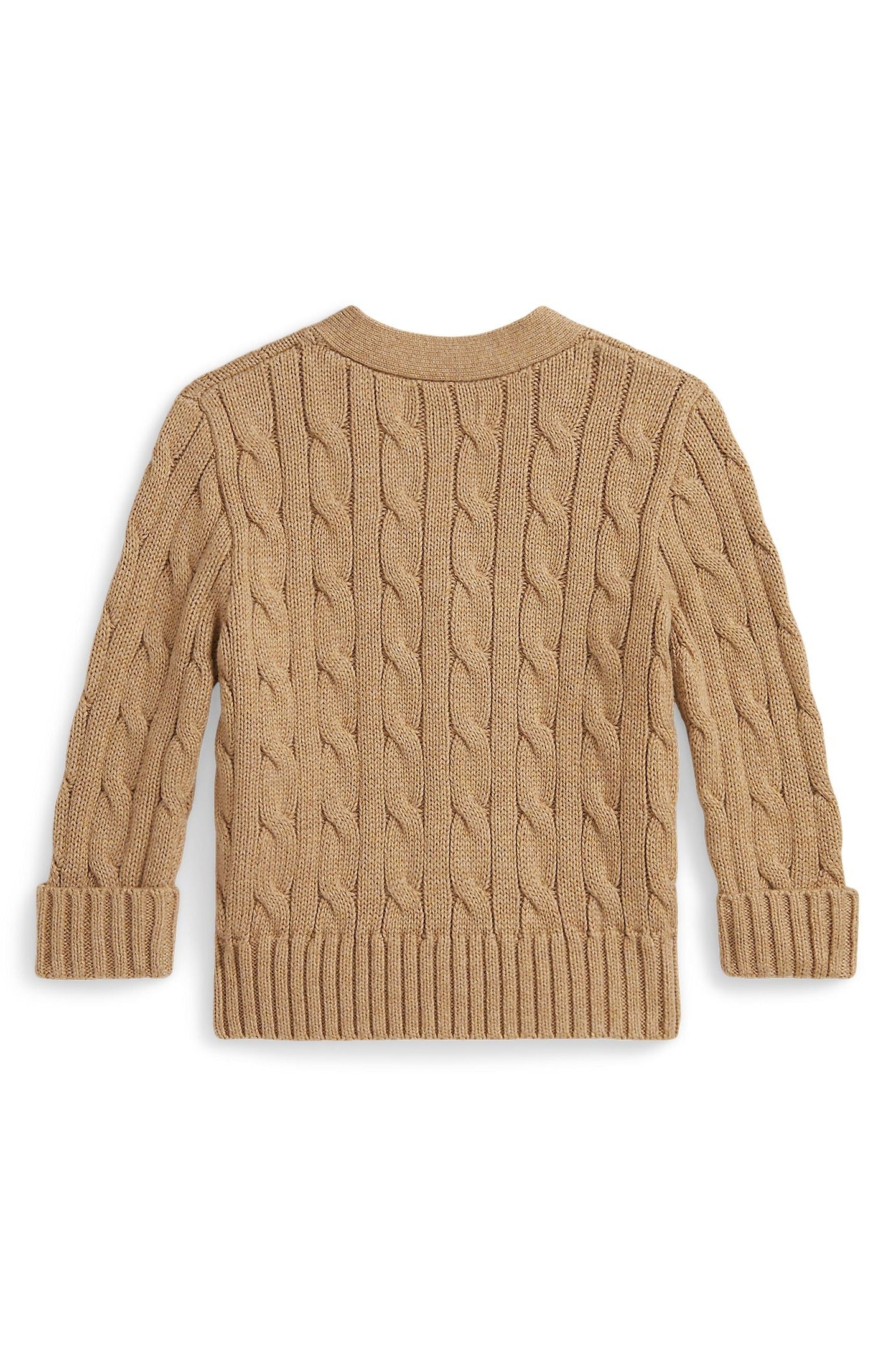 Polo Ralph Lauren Baby Boys Cable-Knit Cotton V-Neck Cardigan camel