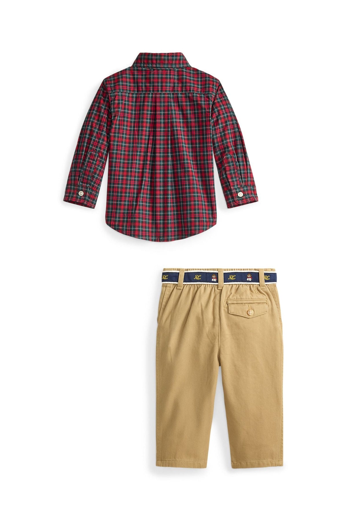 Polo Ralph Lauren Baby Boys Plaid Poplin Shirt, Belt & Chino Pant Set
