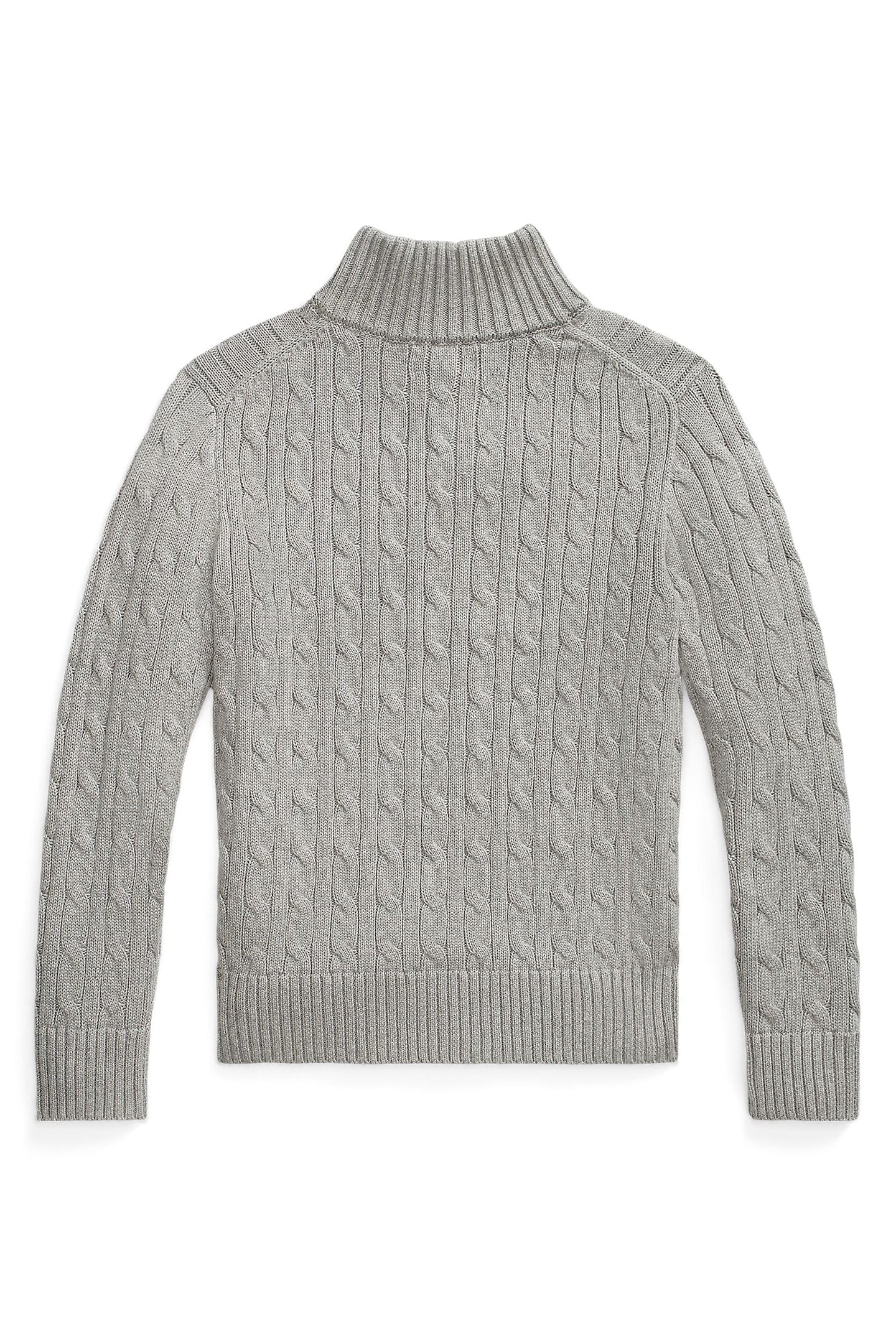 Polo Ralph Lauren Boys Cable-Knit Cotton Quarter-Zip Sweater grey