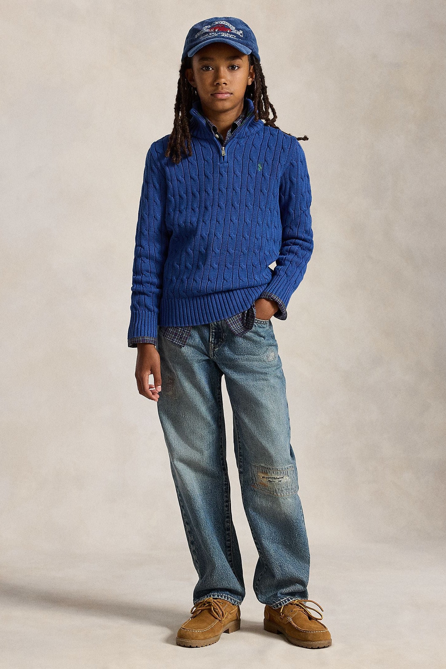 Polo Ralph Lauren Boys Cable-Knit Cotton Quarter-Zip Sweater