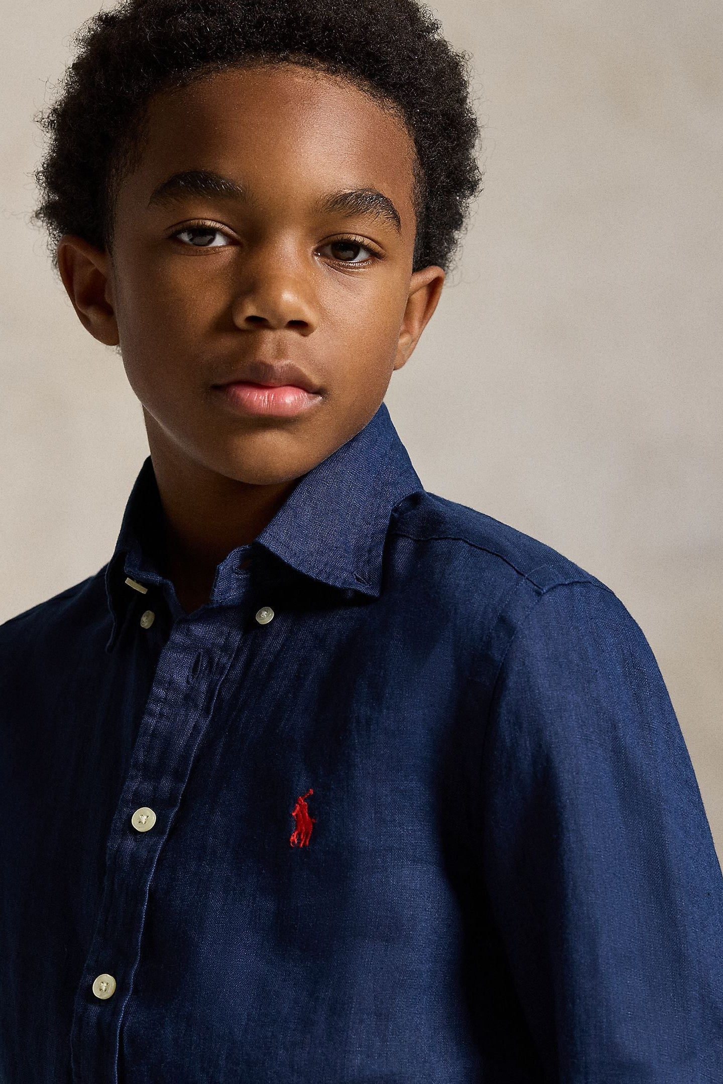 Polo Ralph Lauren Boys Long Sleeve Linen Shirt navy