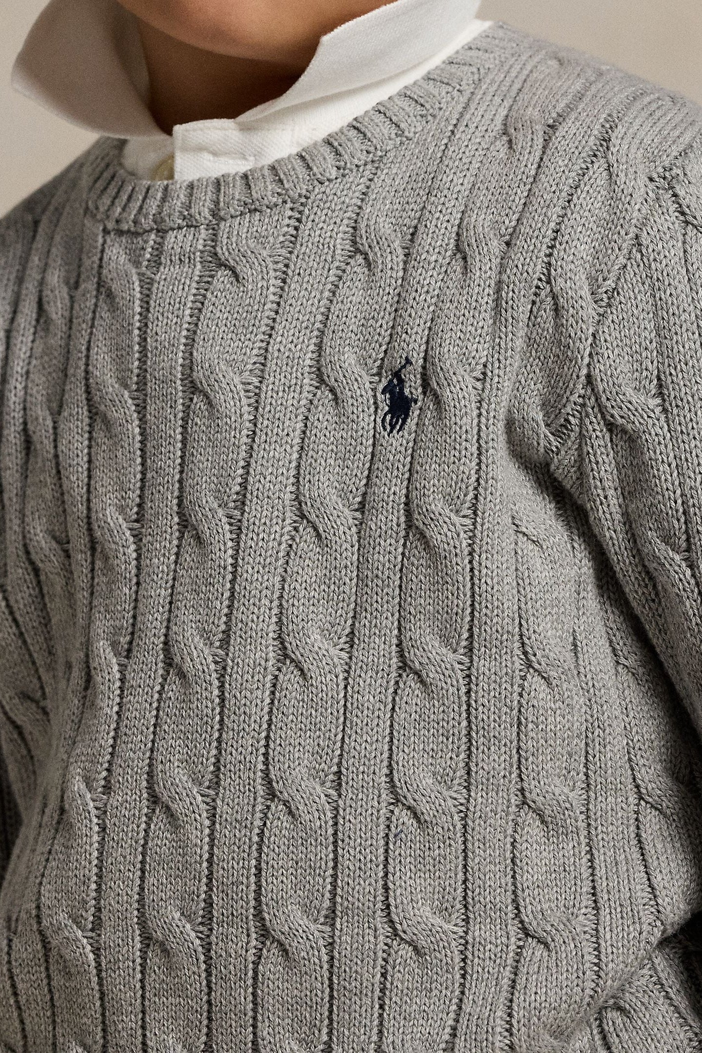 Polo Ralph Lauren Little Boys Combed Cotton Cable Knit Sweater grey