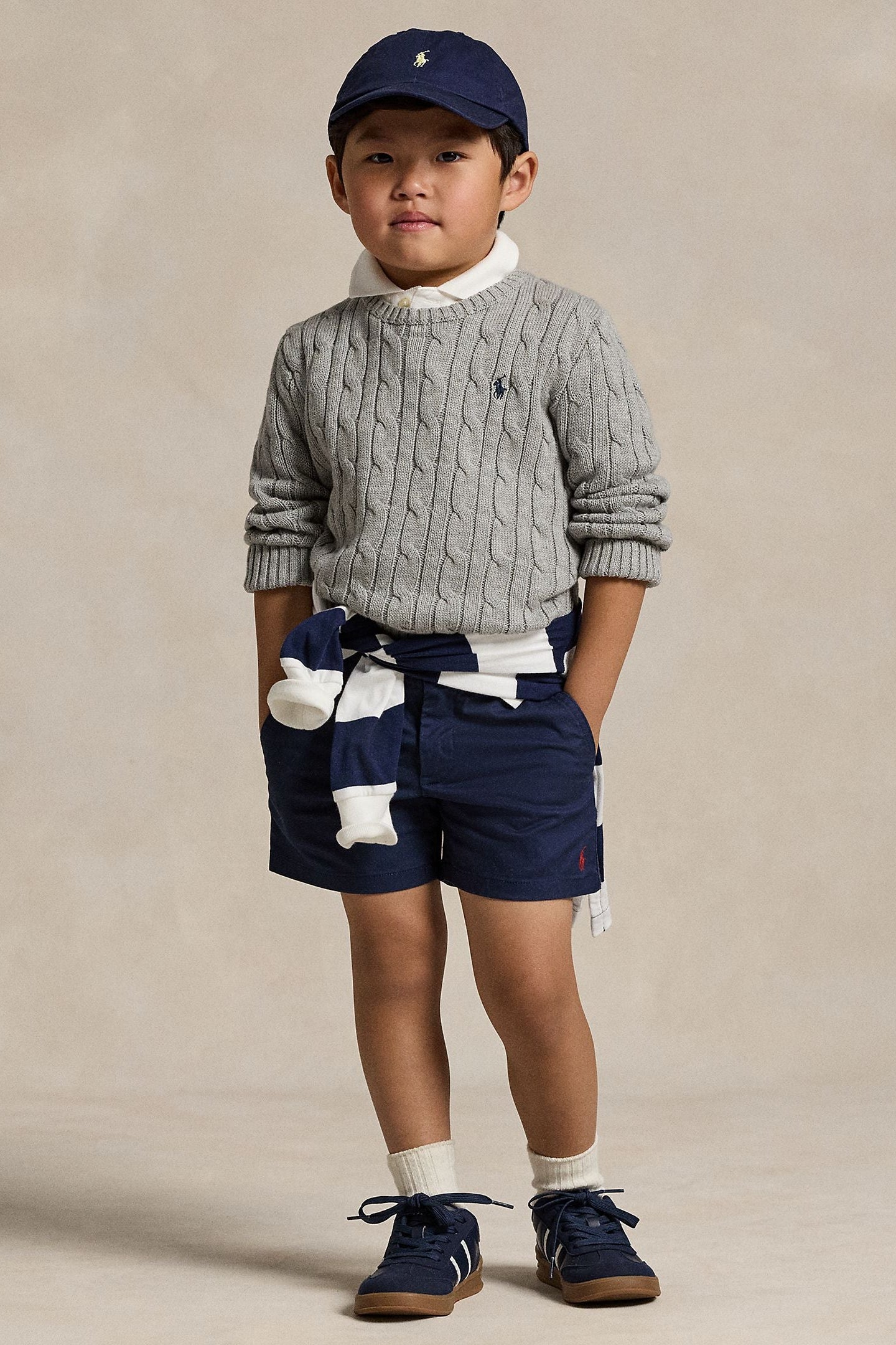 Polo Ralph Lauren Little Boys Combed Cotton Cable Knit Sweater grey