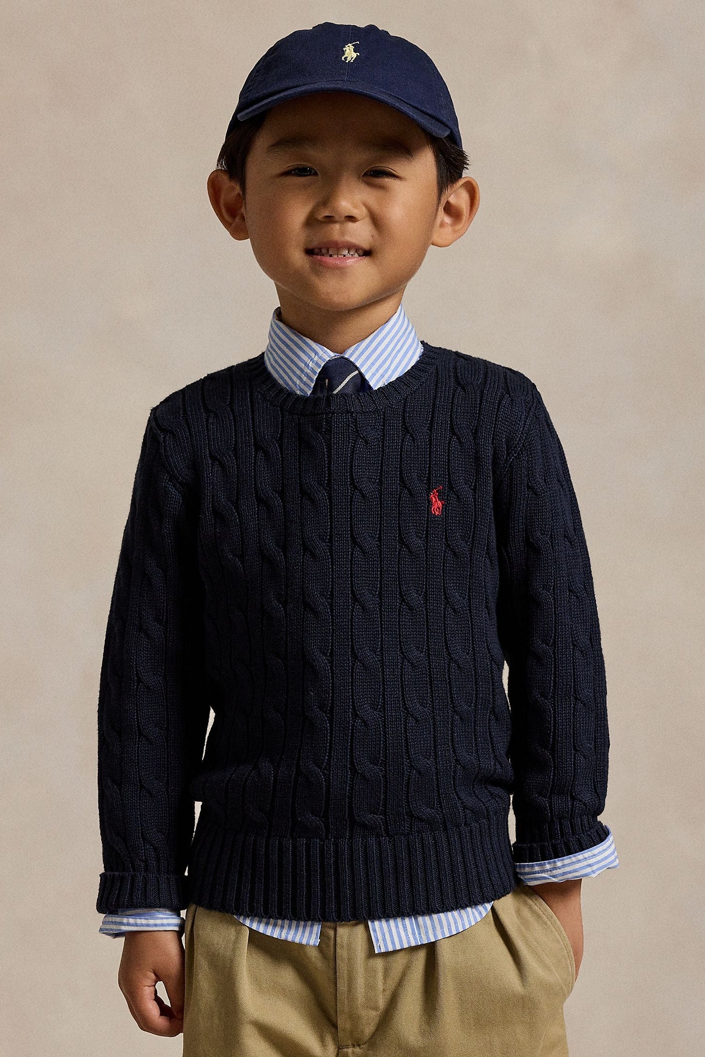 Polo Ralph Lauren Little Boys Combed Cotton Cable Knit Sweater navy
