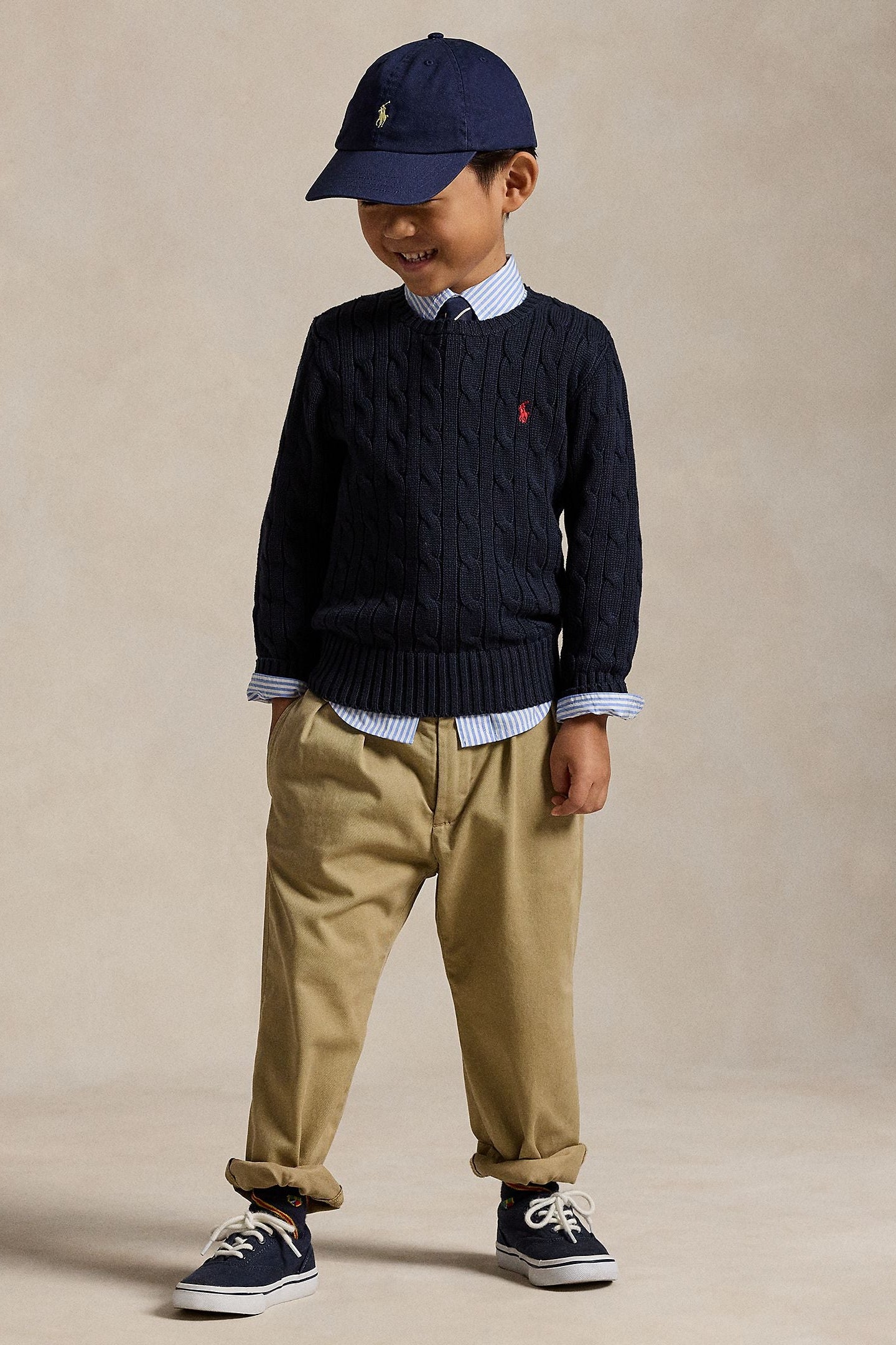 Polo Ralph Lauren Little Boys Combed Cotton Cable Knit Sweater navy
