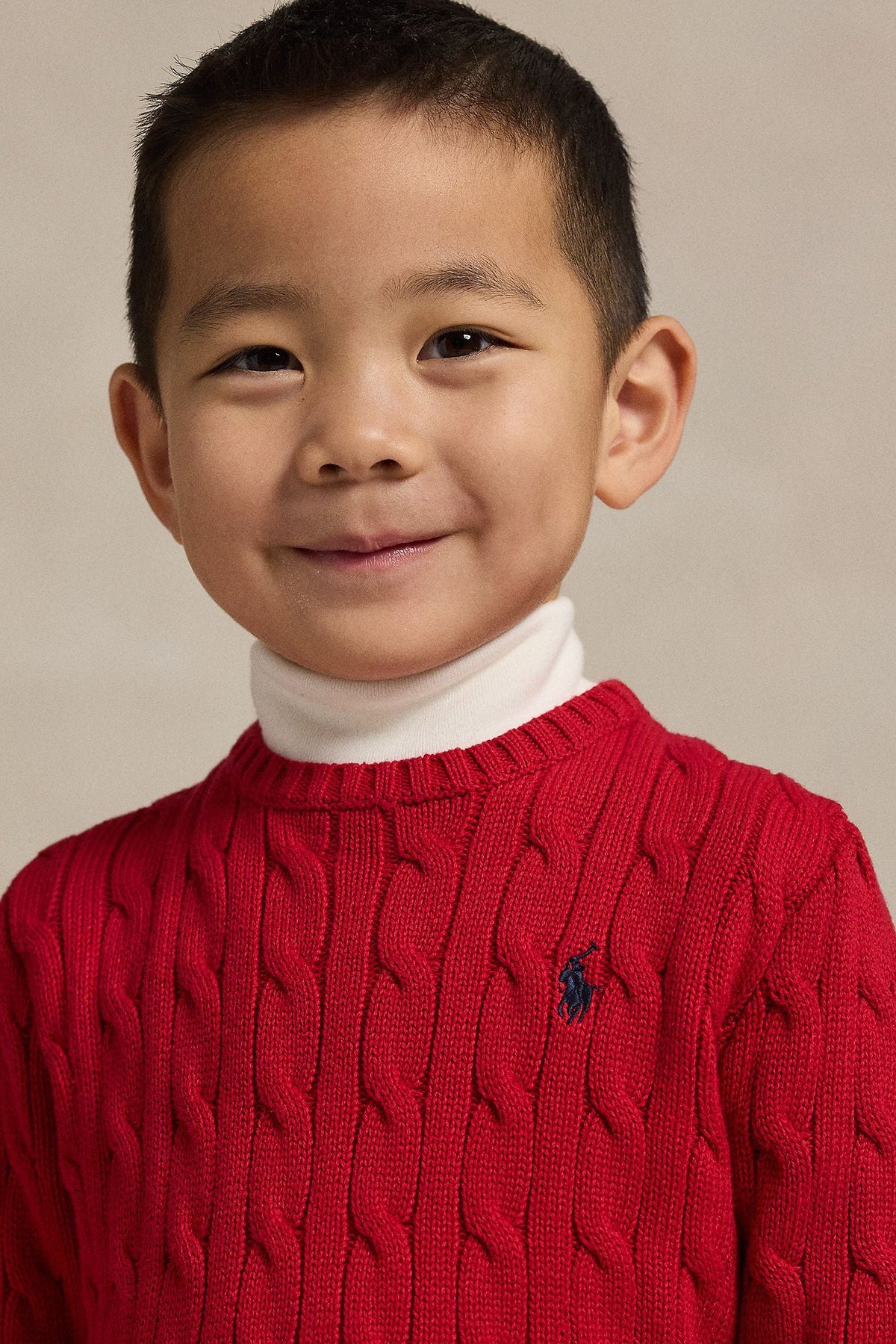 Polo Ralph Lauren Little Boys Combed Cotton Cable Knit Sweater red