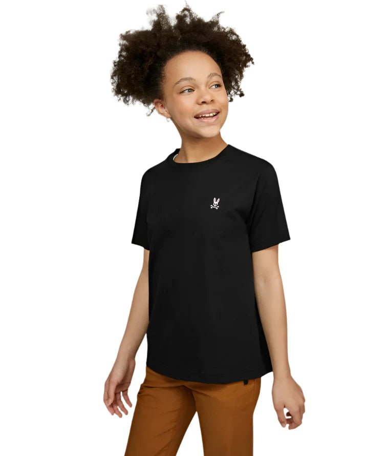 Psycho Bunny Kids Black Classic Crew Neck T-Shirt_ B0U014CRPC - 001 - NorthBoys