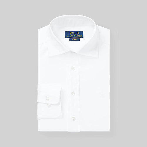 Ralph Lauren Boys Fine Tailoring Slim Fit White Cotton Dress Shirt
