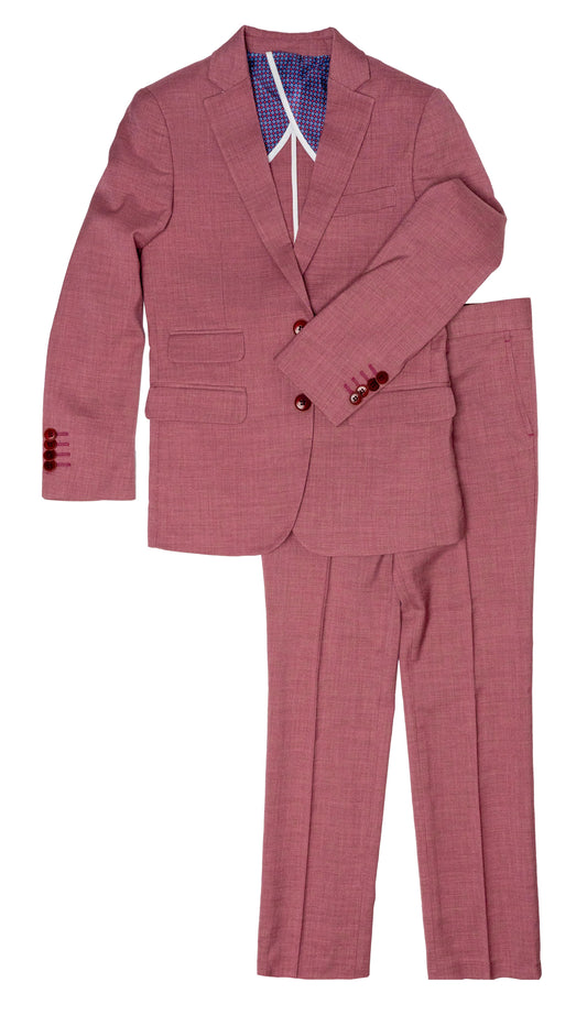 AXNY Boys Slim Fit Textured Suit_ ST2660-PLUM