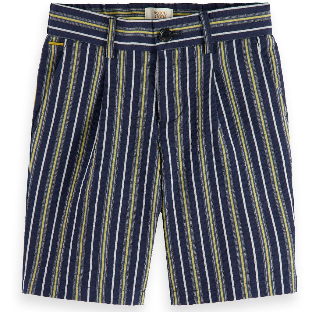 Scotch & Soda Boys Longer Length Seersucker Navy Shorts_ 24170453 - NorthBoys