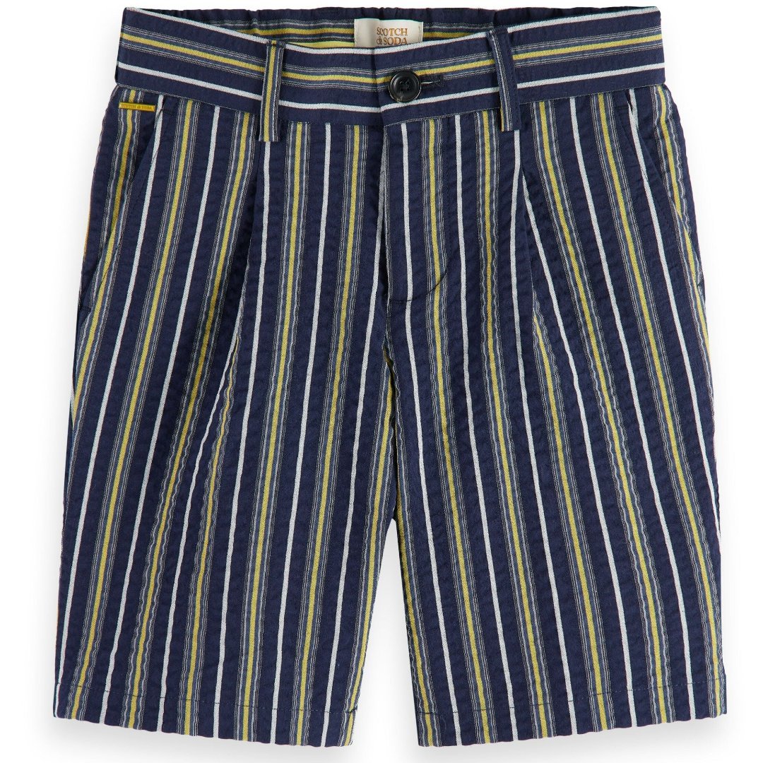 Scotch & Soda Boys Longer Length Seersucker Navy Shorts_ 24170453 - NorthBoys
