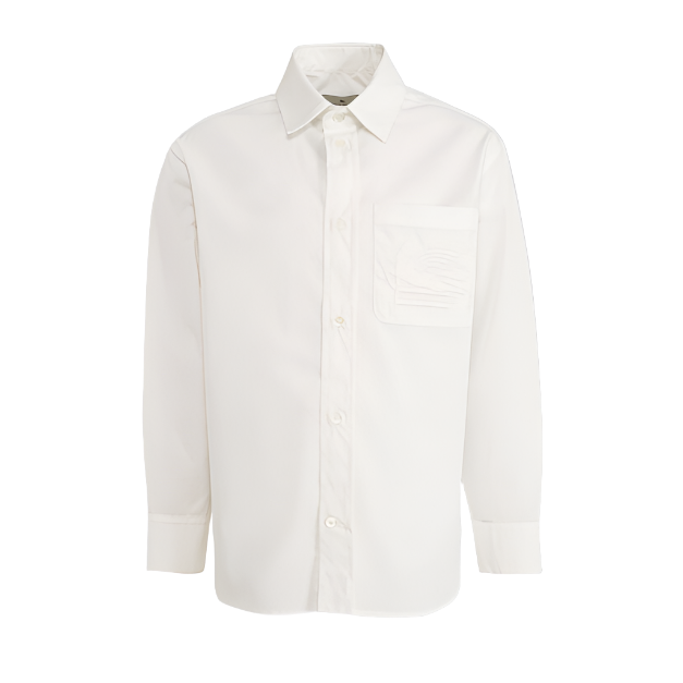 Etro Boys Long Sleeve White Shirt with Pegaso Embroidery_ GU5P20