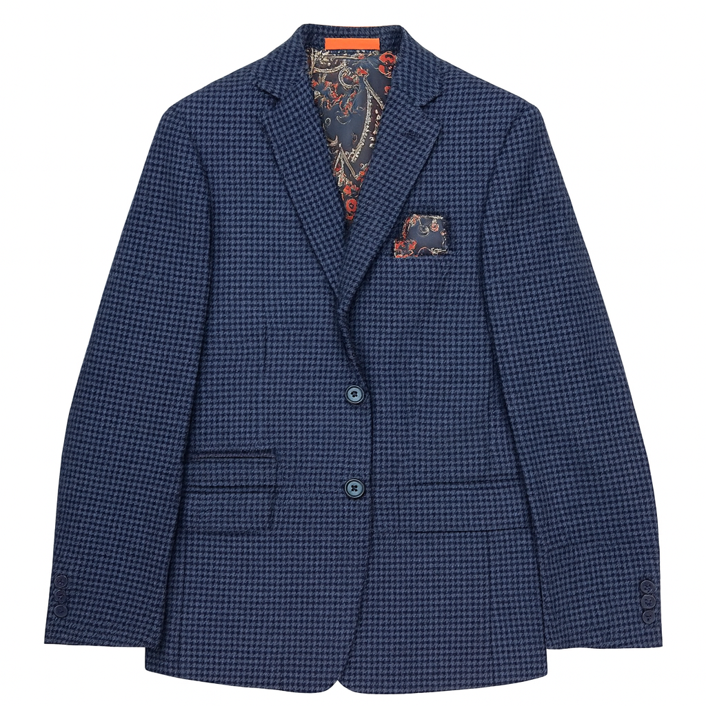 Tallia Boys Blue/Navy Houndstooth Sports Jacket-NorthBoys
