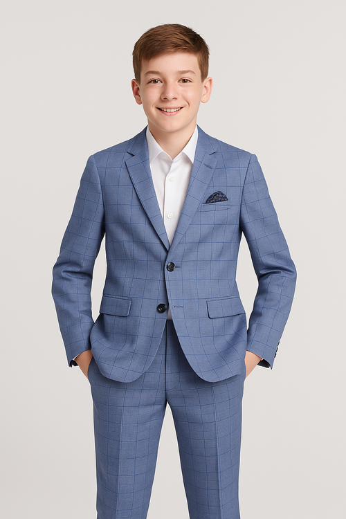 Tallia Boys Husky Blue Plaid Suit_ CZH071-NorthBoys