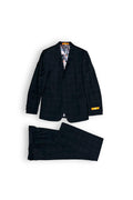 Tallia Boys Skinny Black Plaid Wool Suit-NorthBoys