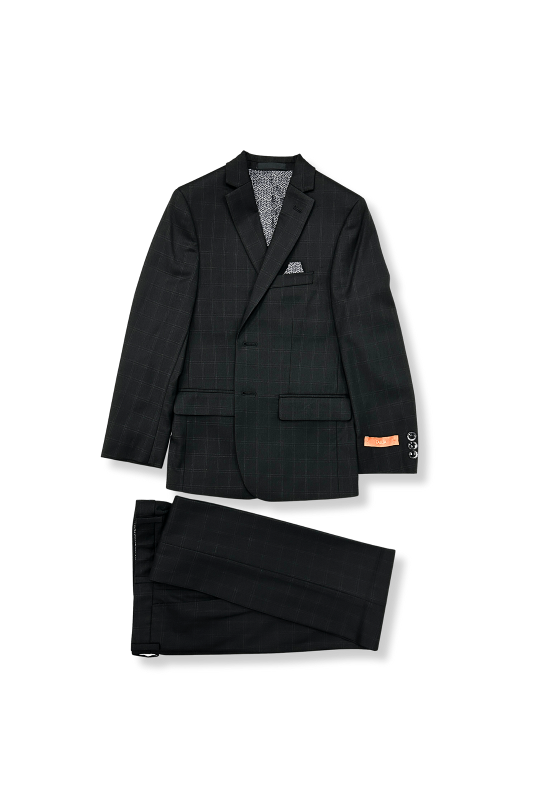 Tallia Boys Skinny Black Window Pane Suit-NorthBoys