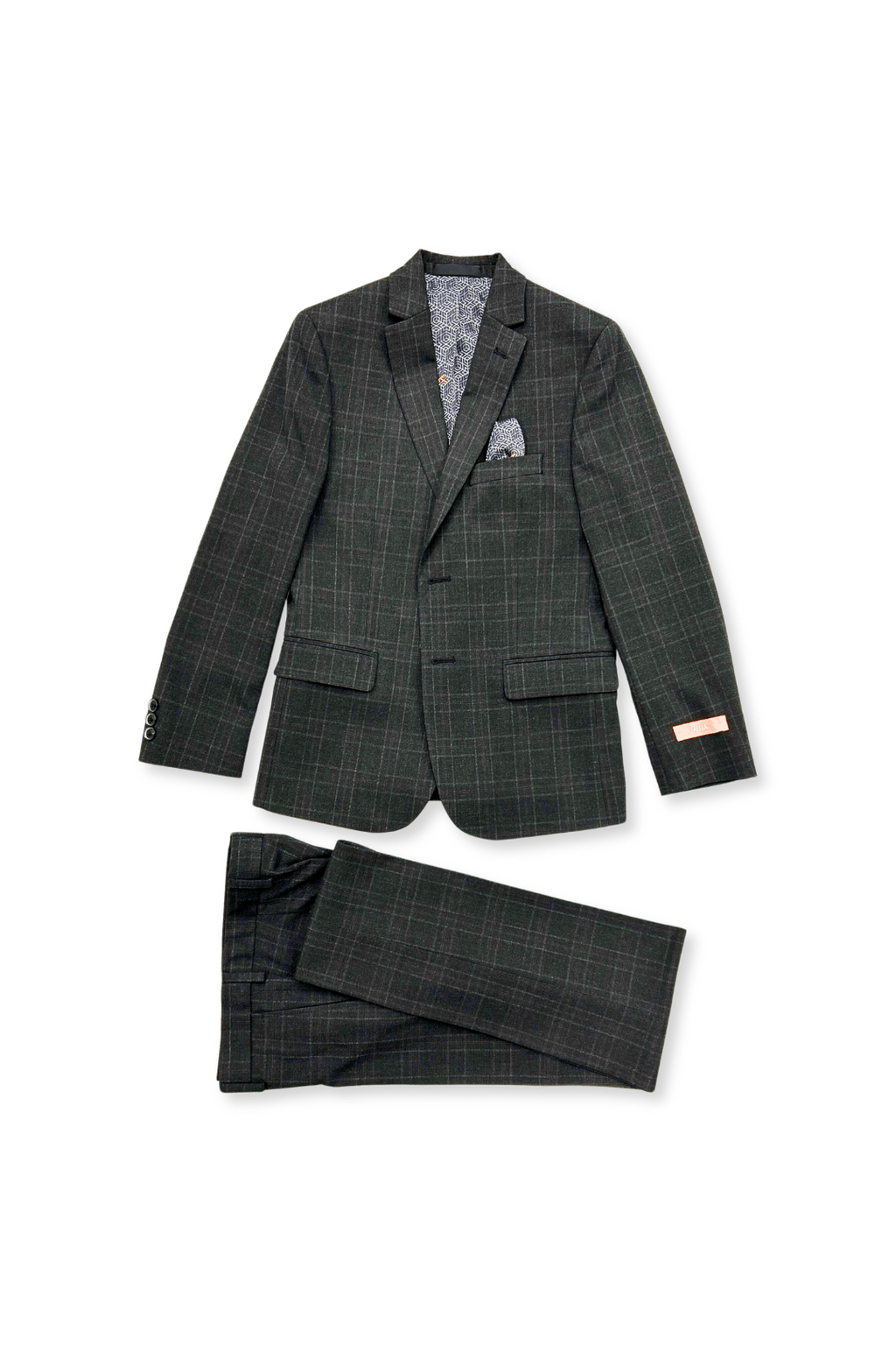 Tallia Boys Skinny Charcoal Plaid Suit-NorthBoys