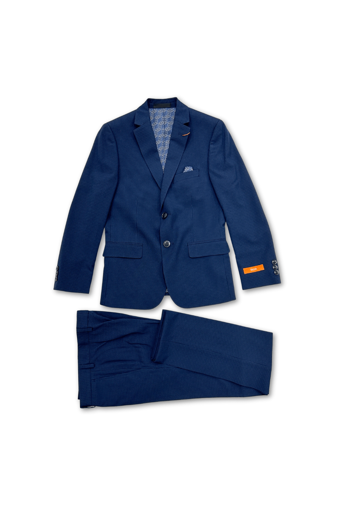 Tallia Boys Skinny Dark Blue Mini Grid Suit_ CZ0070-NorthBoys