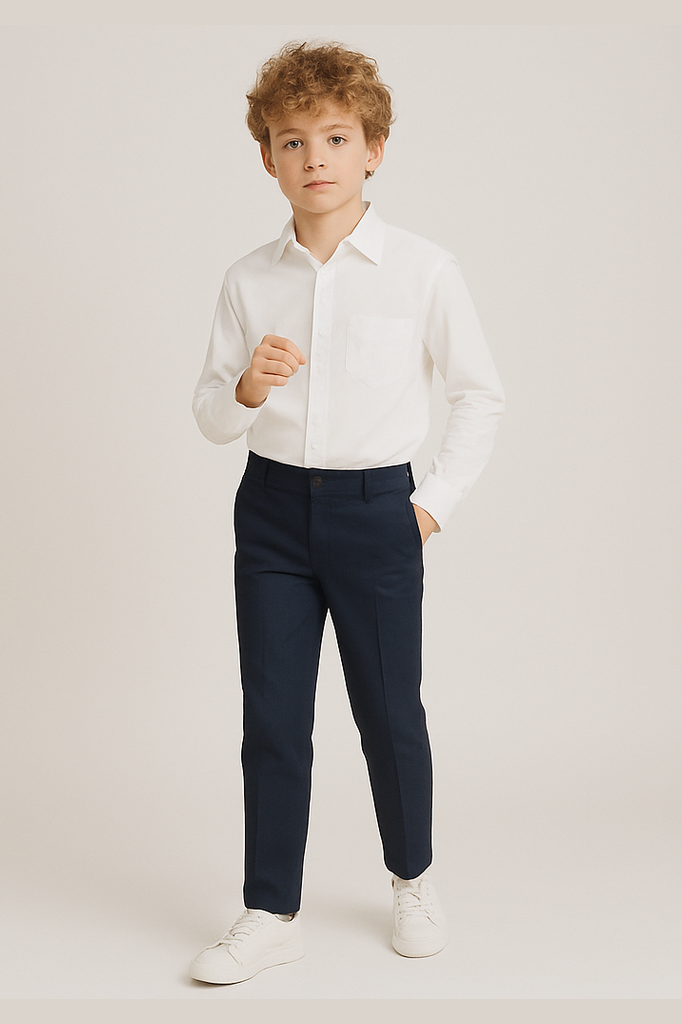 Tallia Boys White Solid Dress Shirt