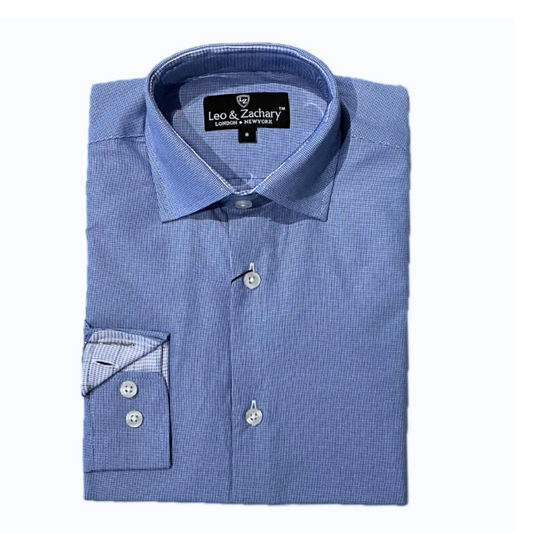 Boys Royal Micro Check Dress Shirt