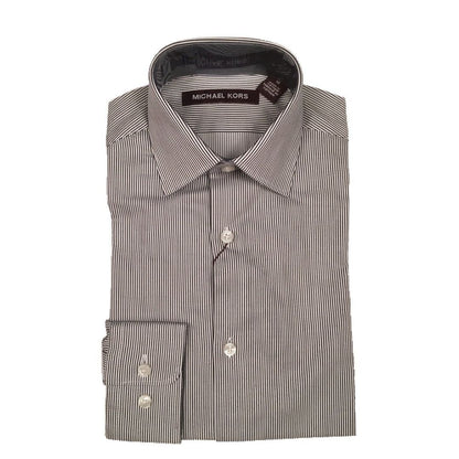 Michael Kors Boys Cotton Charcoal/White Striped Dress Shirt