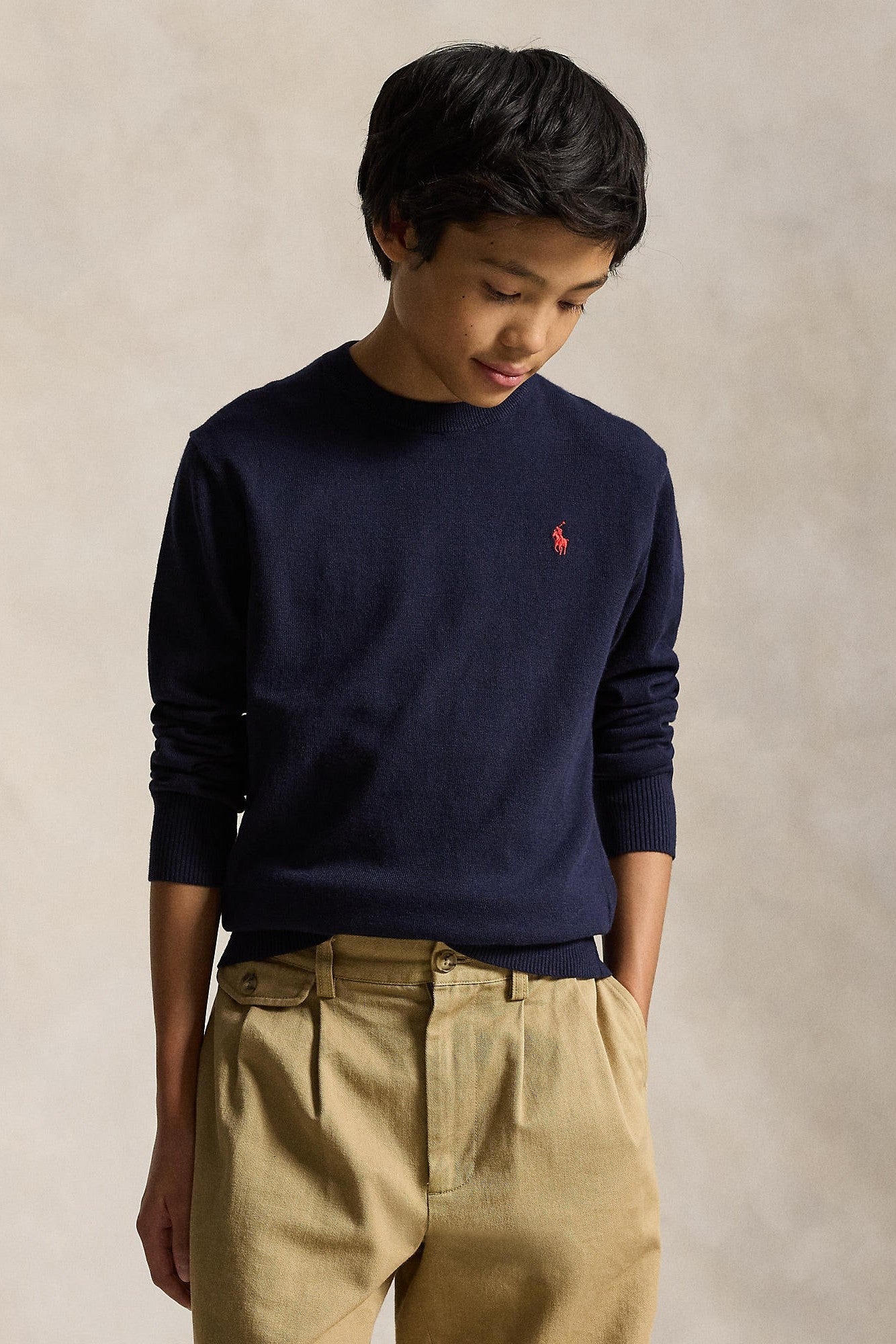 Polo Ralph Lauren Boys Fine Cotton Navy Crewneck Sweater