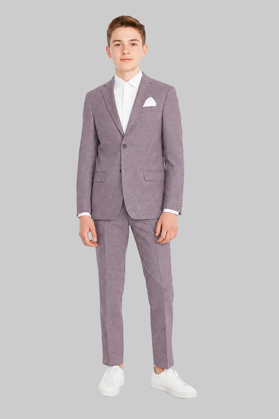 Nice Threads Boys Slim Fit Pastel Burgundy Suit