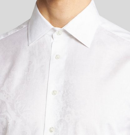 Etro Boys Long Sleeve Tone on Tone Paisley Print White Shirt_ GU5P40