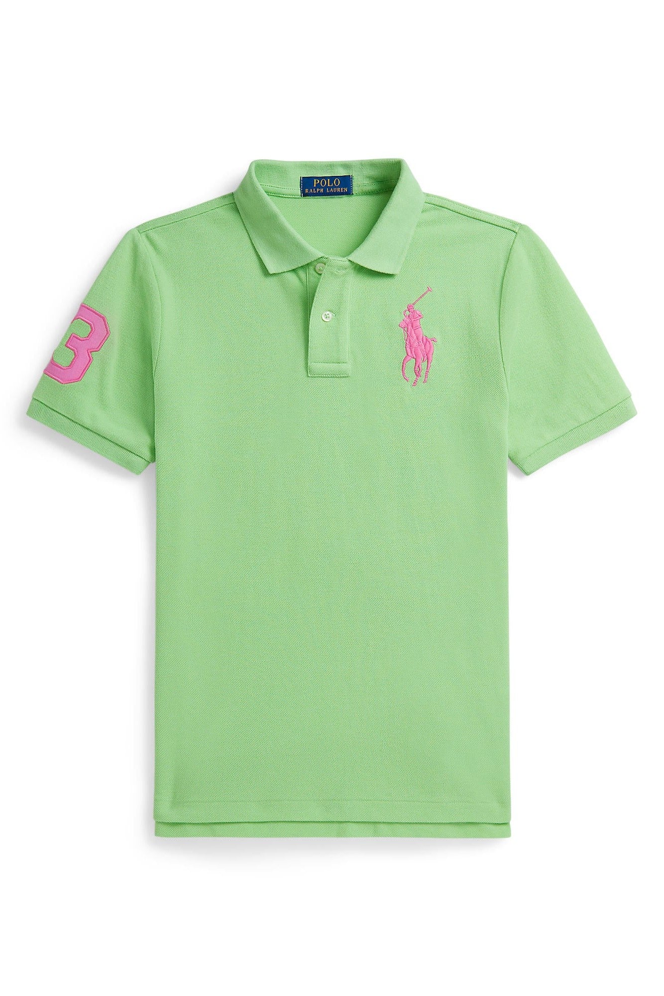 Polo Ralph Lauren Boys Large Pony Mesh Green Polo Shirt