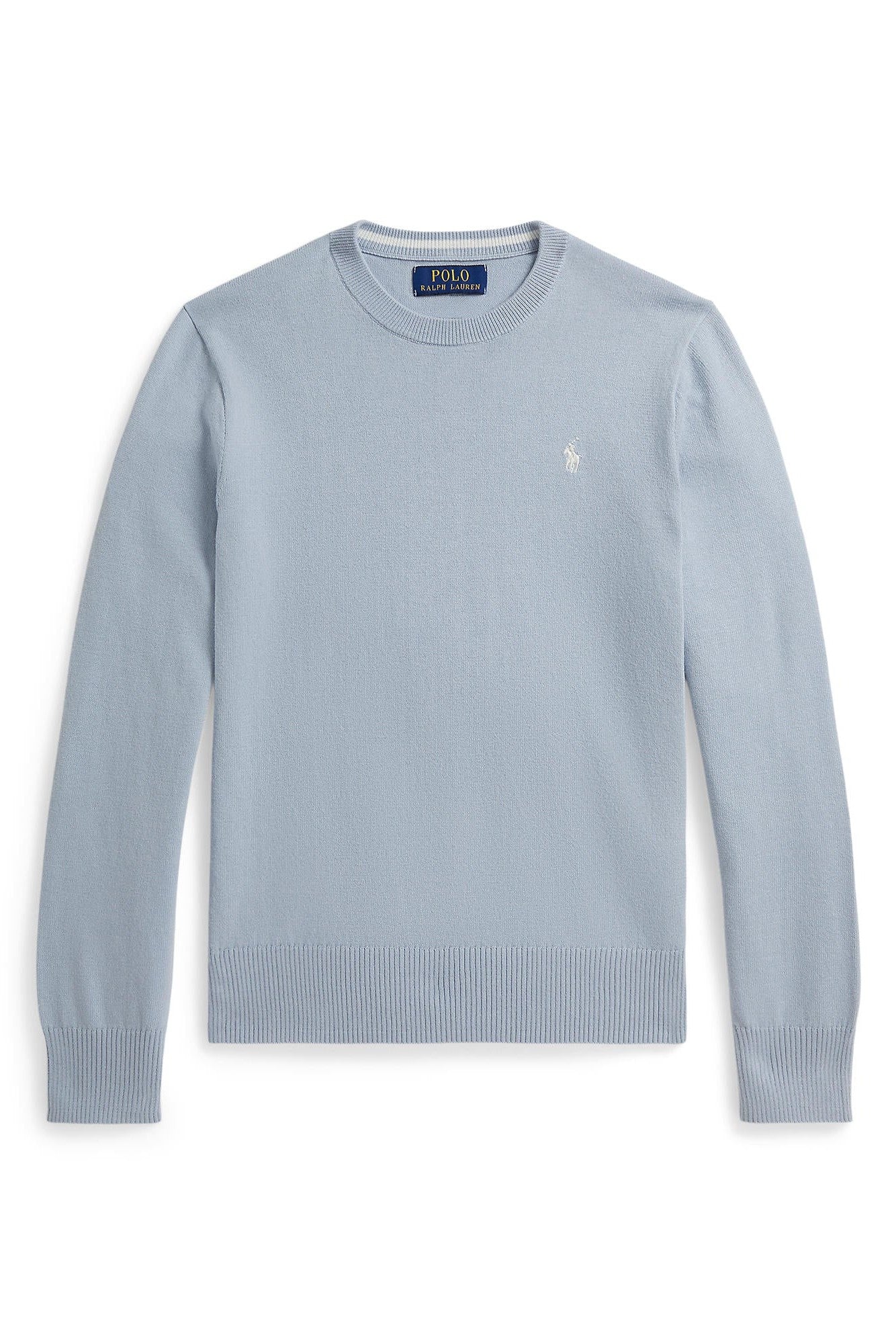 Polo Ralph Lauren Boys Fine Cotton Pale Blue Crewneck Sweater