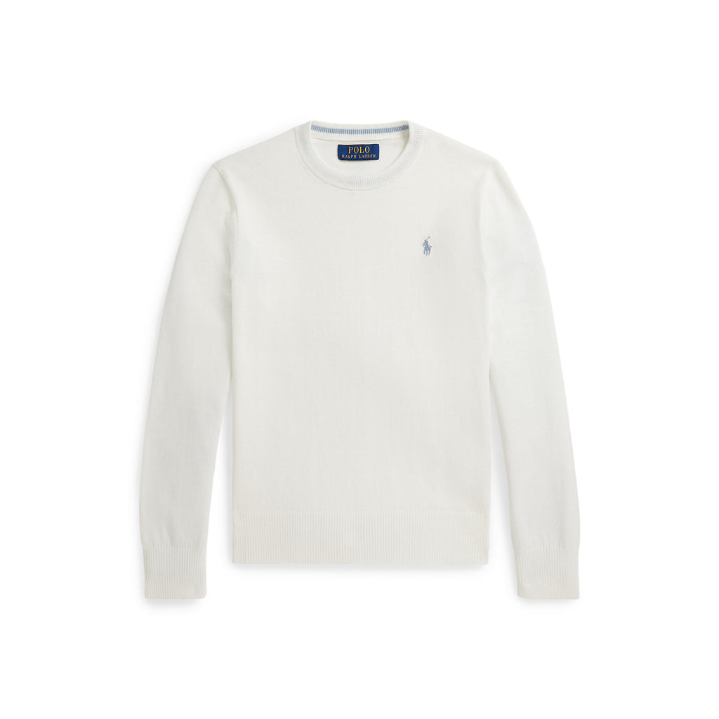 Polo Ralph Lauren Boys Fine Cotton White Crewneck Sweater