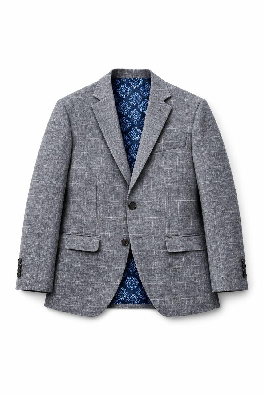 Nice Threads Boys Slim Fit Grey Sports Jacket