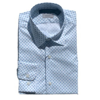 Marc New York Boys Skinny White/Blue Neat Dress Shirt MBS0030