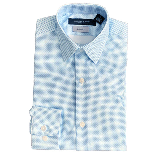Marc New York Boys Skinny White/Blue Geo Print Dress Shirt_ MBS0041