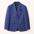 Blue checkered suit jacket on a white background