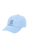 Light blue baseball cap with a logo on a white background