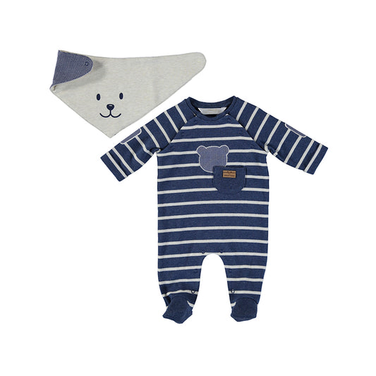 Mayoral Baby Striped Onesie With Bib 2684-78