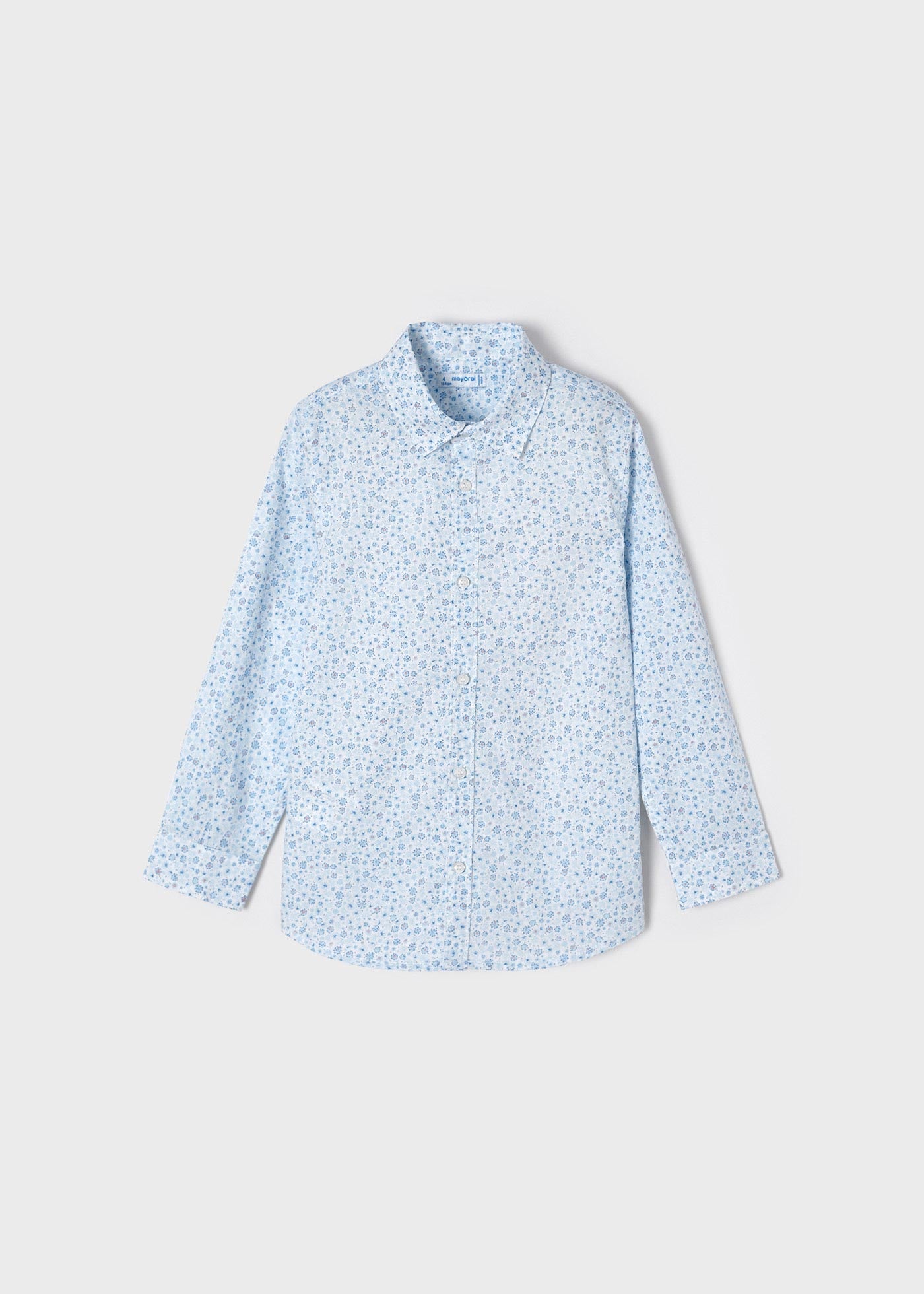 Mayoral Mini L/S Dress Shirt w/Floral Print_ Light Blue 3120-48