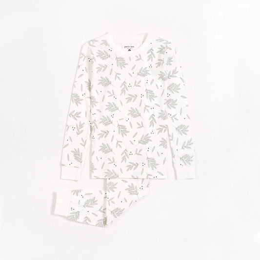 Petit Lem 2pc PJ Set w/Leaf Print _Off White 22HRS62418B-2