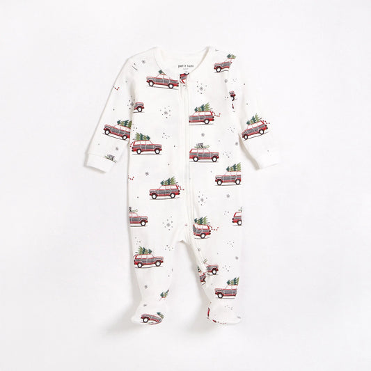 Petit Lem Baby Sleeper w/Festive _Off White 22HRS63012-101